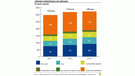 Coût de l’énergie : plus de 3 200 euros par ménage en 2013
