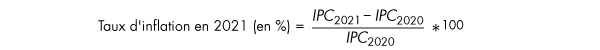 Taux d'inflation en 2021 en %