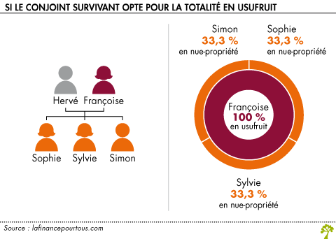 Repartition de la succession si l epouse opte pour la totalite en usufruit