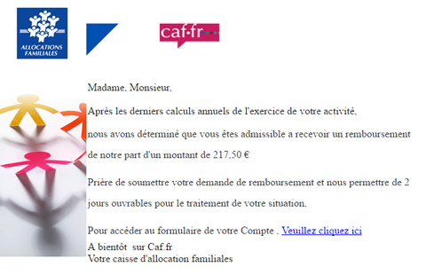 Caf attention aux courriels frauduleux 1